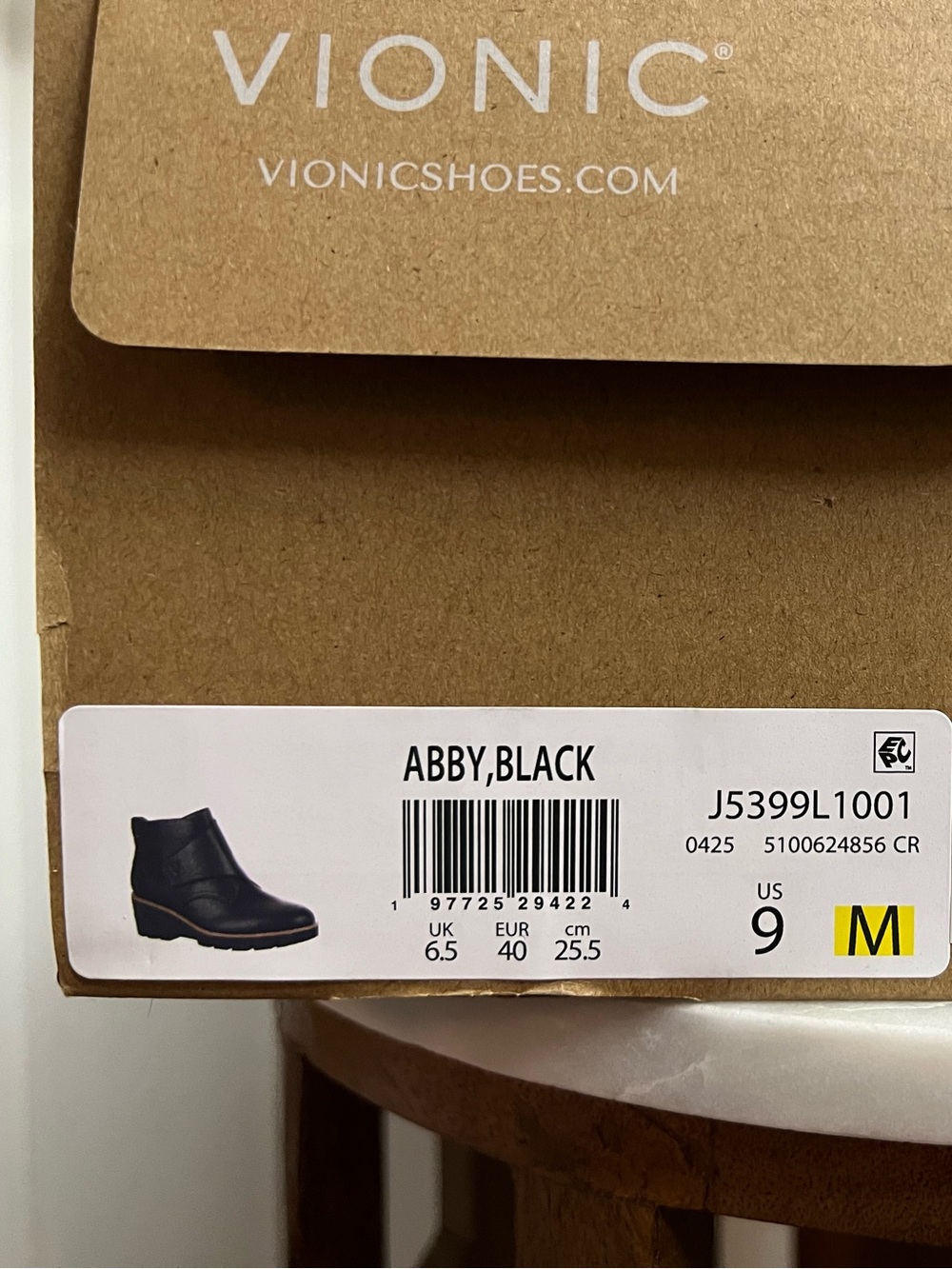 Vionic Abby Ankle Booties Black Leather Wedge - Picture 10 of 11